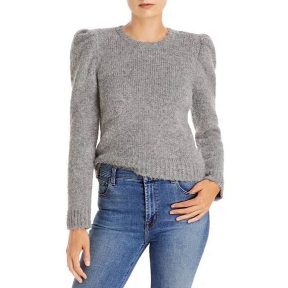 DEREK LAM 10 CROSBY Size Large Gray Puff Sleeve Alpaca Wool Blend  Sweater - Picture 1 of 8